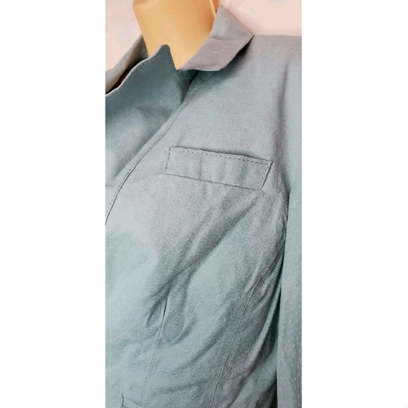 NWT Women Pamela McCoy Mint Green Leather Jacket with Pockets and Button Size M - Picture 3 of 12